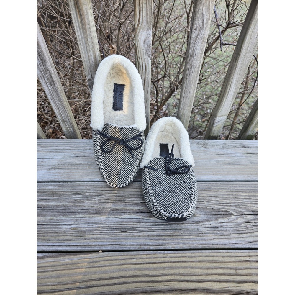 Polo‎ Ralph Lauren Herringbone Yarmond Slippers Shearing Leather Men's Sz 8